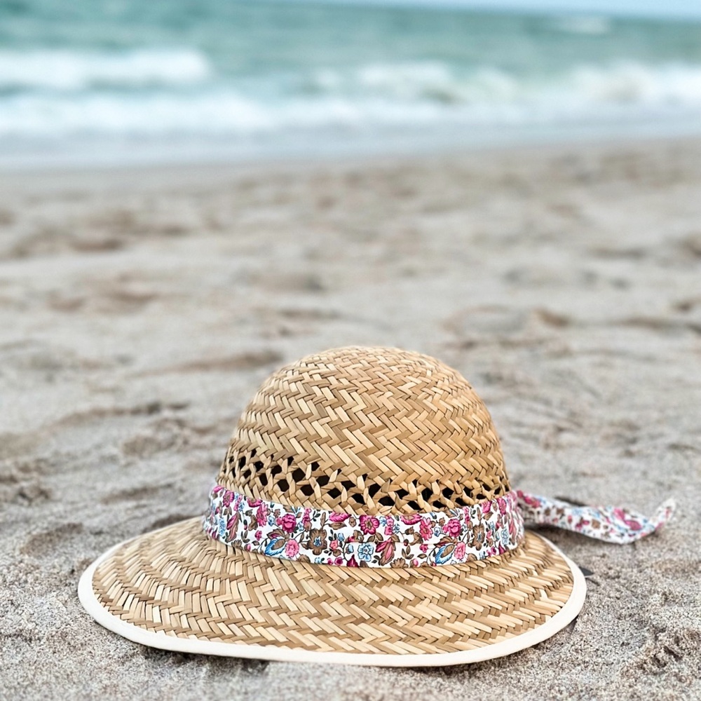 Flower Power Natural Straw Sun Visor